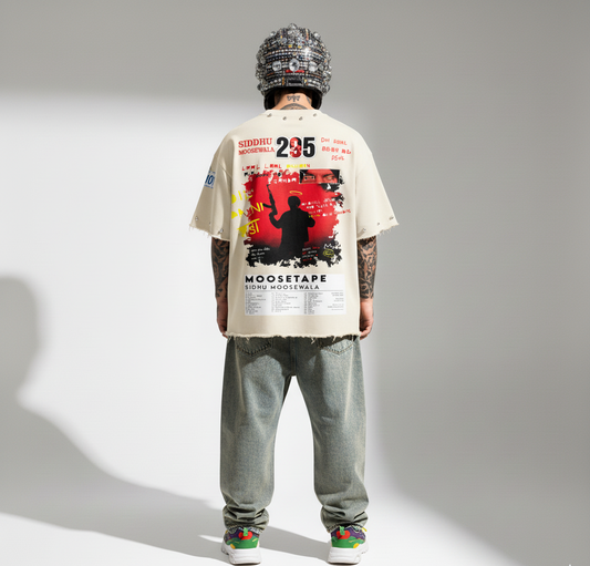 SIDHU MOOSEWALA OVERSIZE UNISEX OFF WHITE TSHIRT ( BOXY FIT)