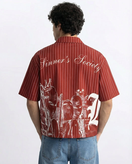 Sinner Society Red Oversize Shirt (Boxy fit)