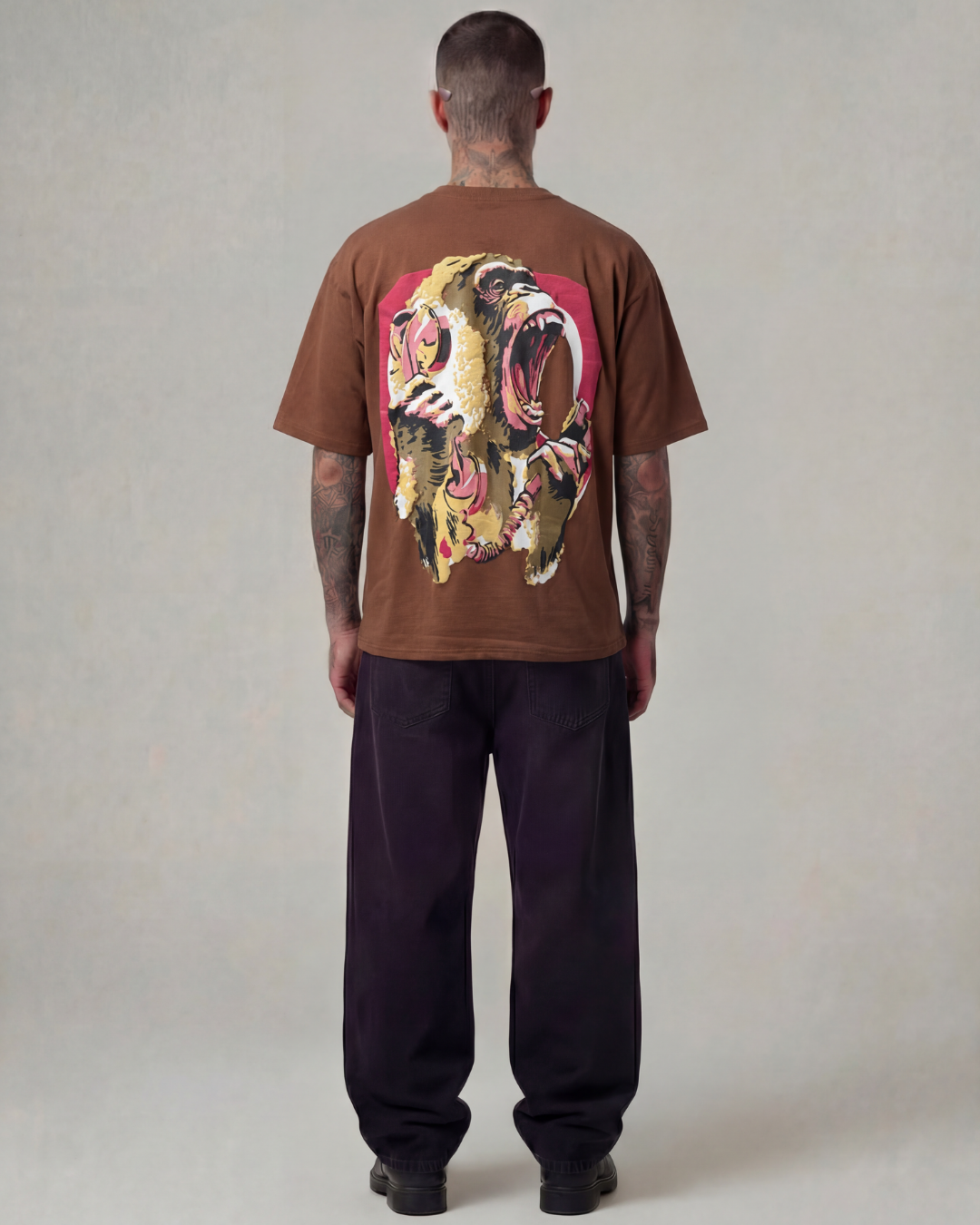 No Phoney Shit here Oversized Brown Unisex T-shirt