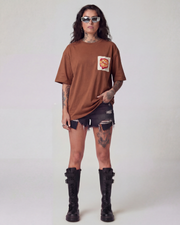 No Phoney Shit here Oversized Brown Unisex T-shirt