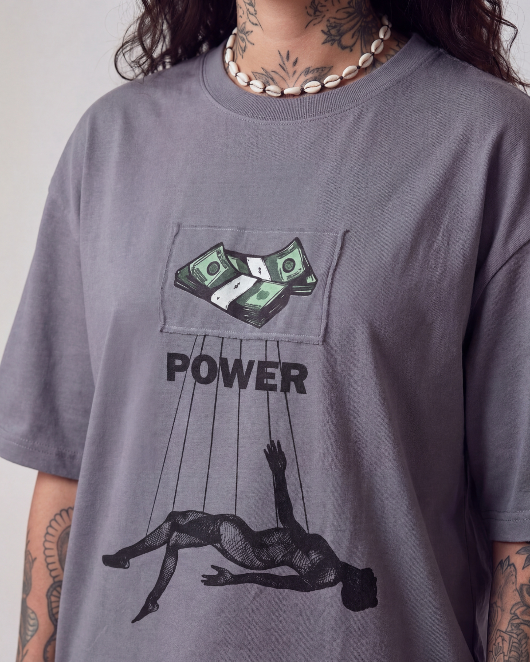 More Money Oversized Grey Unisex T-shirt