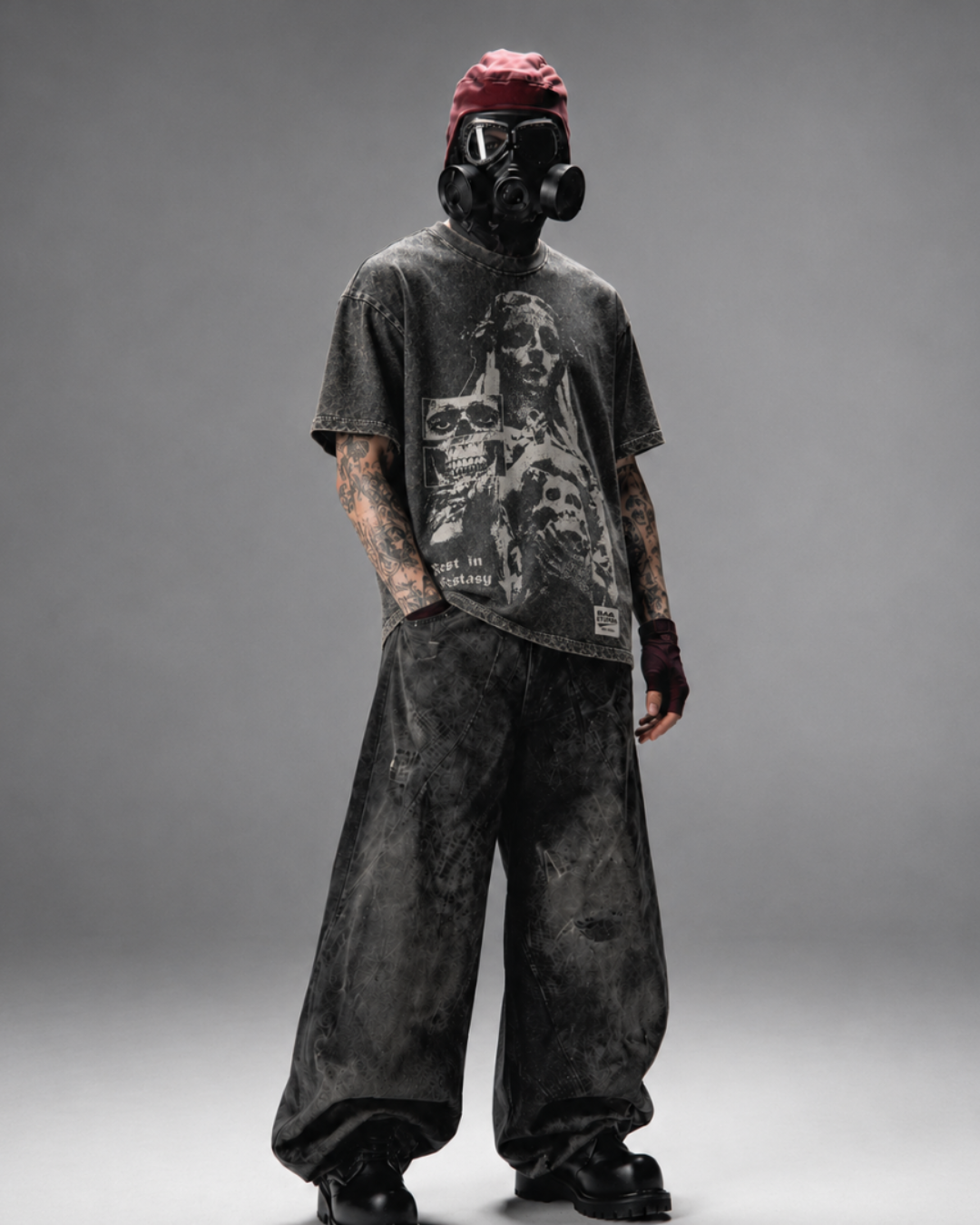 Rest in Ecstasy Acid Wash Black T-shirt