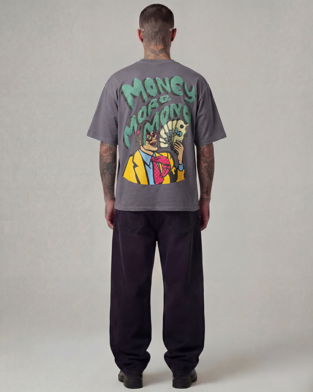 More Money Oversized Grey Unisex T-shirt
