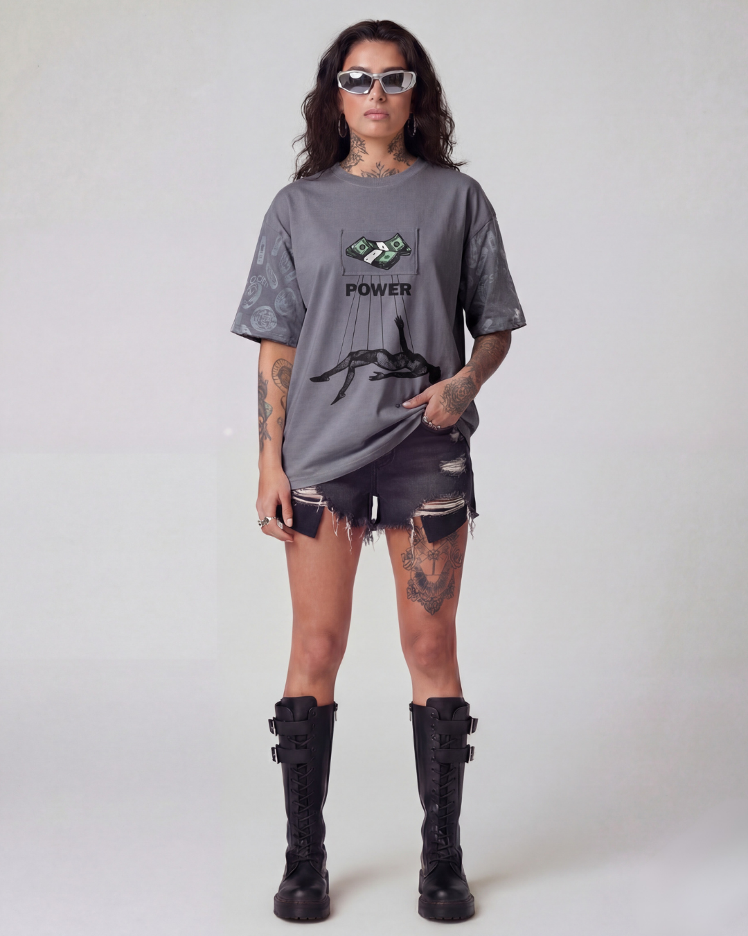 More Money Oversized Grey Unisex T-shirt