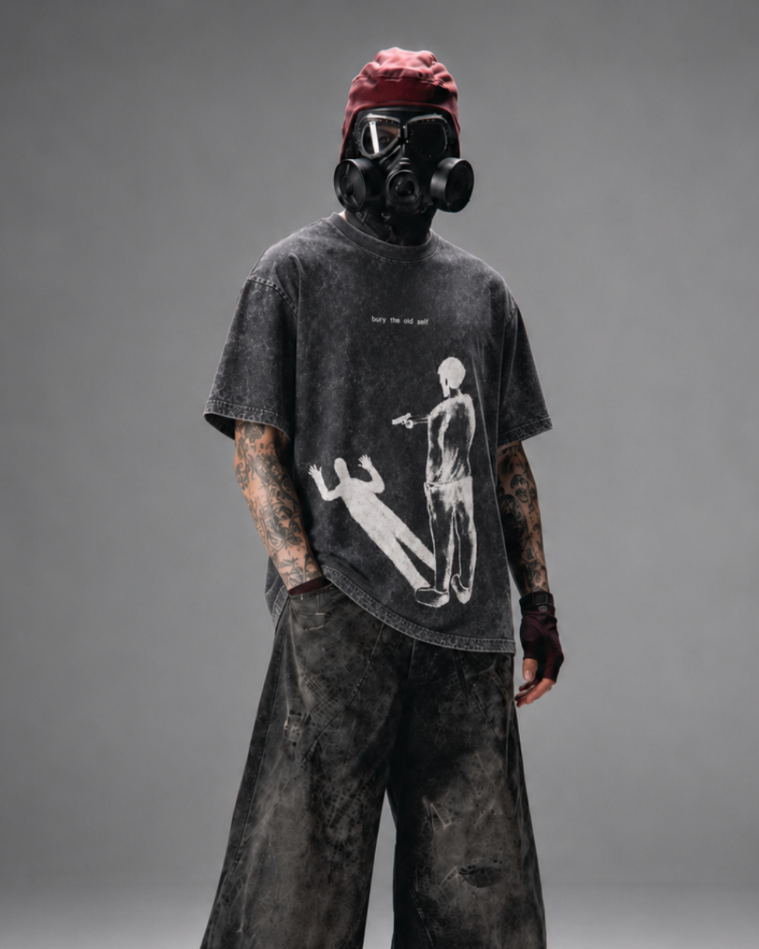 Bury The Old Self Acid Wash Black T-shirt