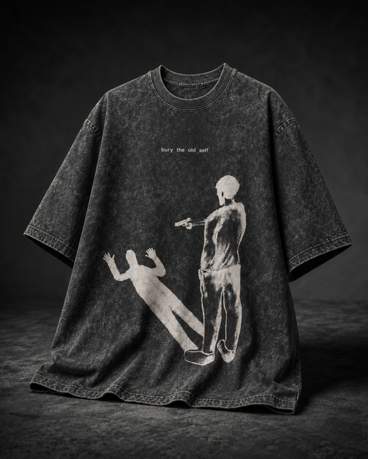 Bury The Old Self Acid Wash Black T-shirt