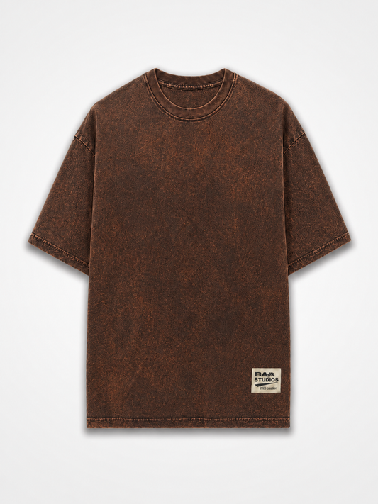 COFFEE ACID WASH OVERSIZED UNISEX T-SHIRT