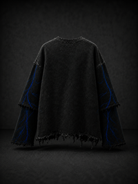 Psychedellic Trip Oversized Distressed Black Tshirt