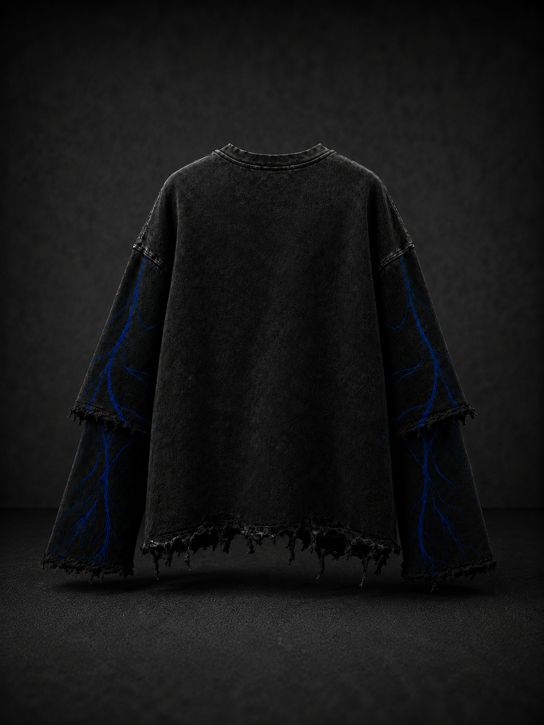 Psychedellic Trip Oversized Distressed Black Tshirt
