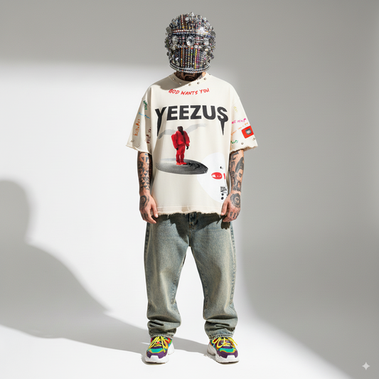 KANYE (YE) OVERSIZE UNISEX OFF-WHITE TSHIRT (BOXYFIT)