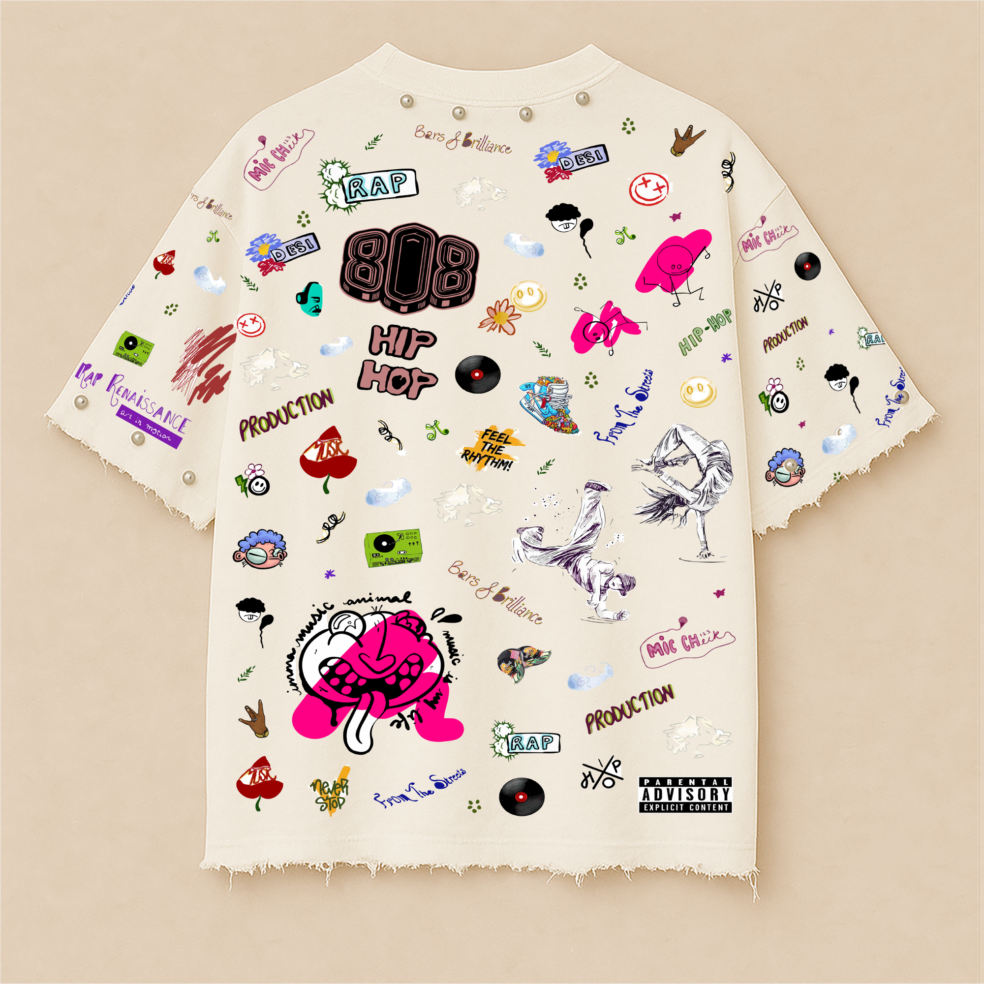 HIP-HOP SYMPHONY OVERSIZE UNISEX OFF-WHITE TSHIRT (BOXYFIT)