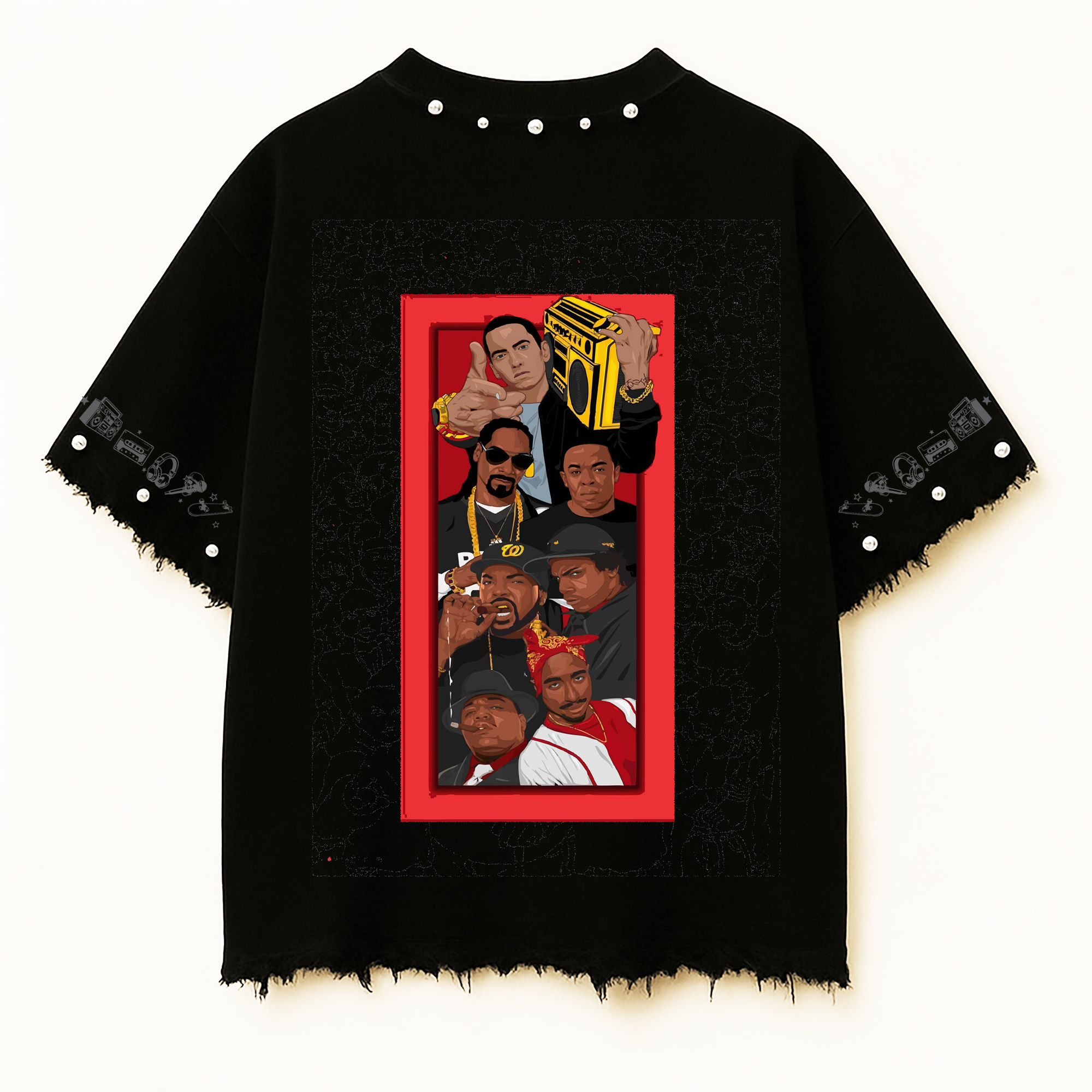 HIP HOP ALL STAR OVERSIZE UNISEX BLACK TSHIRT (BOXYFIT)