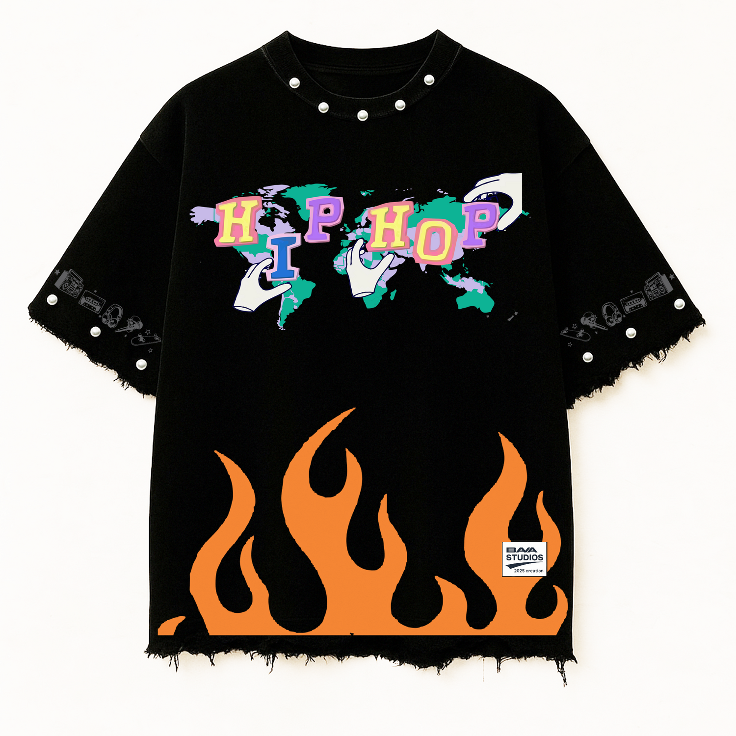HIP HOP ALL STAR OVERSIZE UNISEX BLACK TSHIRT (BOXYFIT)