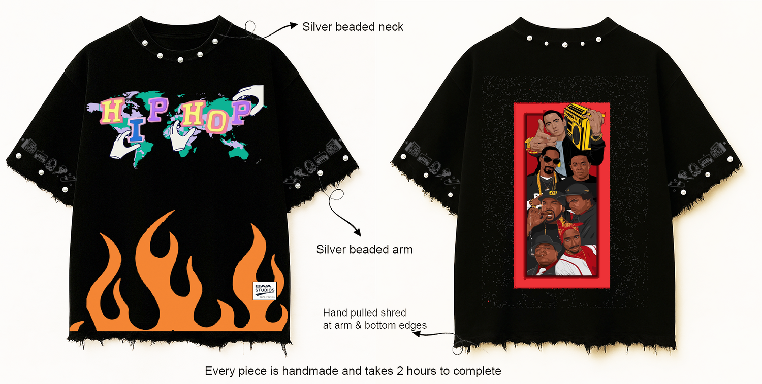 HIP HOP ALL STAR OVERSIZE UNISEX BLACK TSHIRT (BOXYFIT)