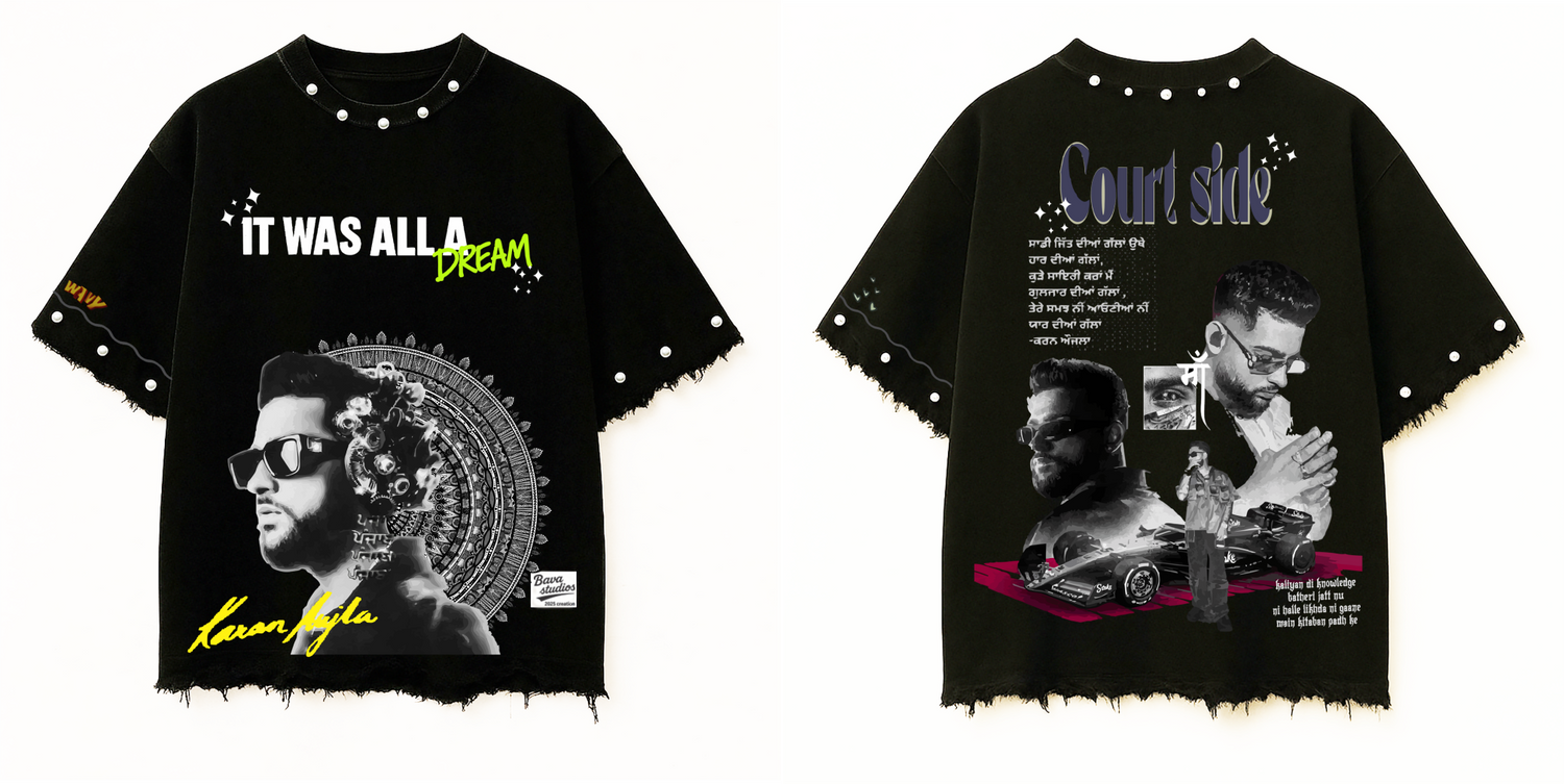KARAN AUJLA UNISEX BLACK TSHIRT ( BOXYFIT)