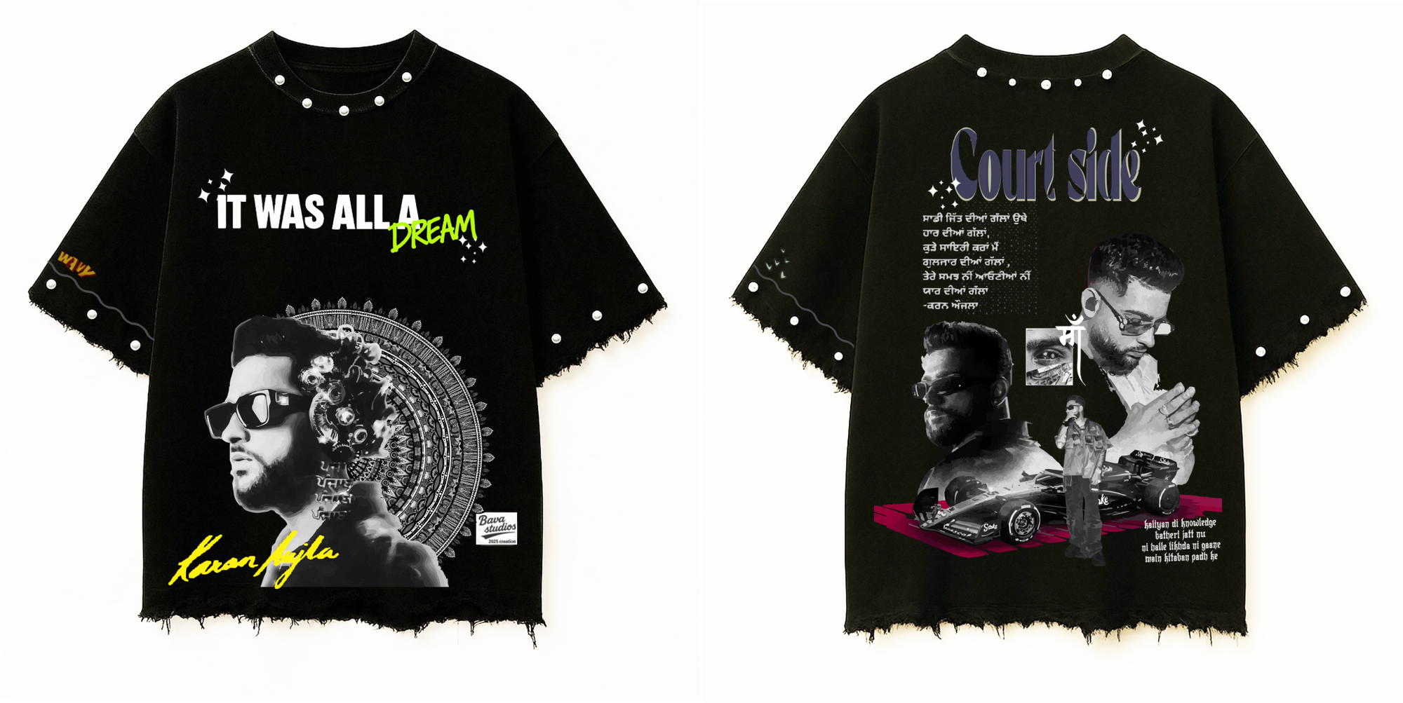 KARAN AUJLA UNISEX BLACK TSHIRT ( BOXYFIT)