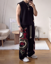 DRAGON | UNISEX BAGGY FIT BLACK ALL SEASON SWEATPANTS