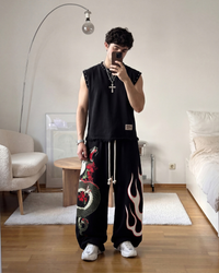 DRAGON | UNISEX BAGGY FIT BLACK ALL SEASON SWEATPANTS