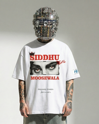 SIDHU MOOSEWALA OVERSIZE UNISEX WHITE TSHIRT