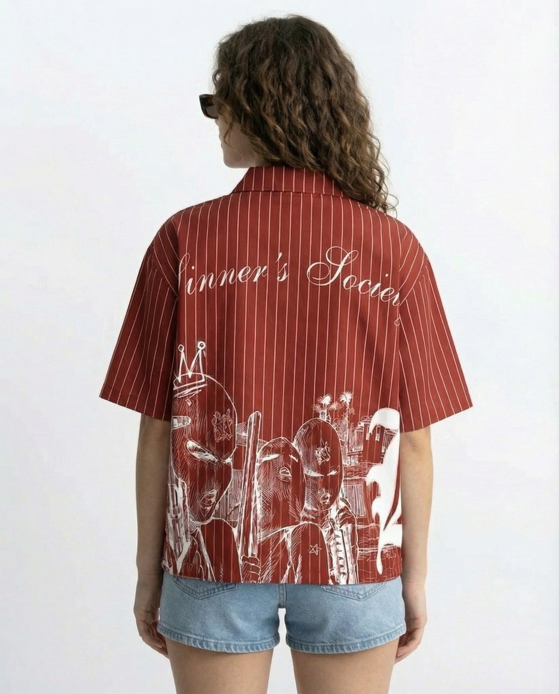 Sinner Society Red Oversize Shirt (Boxy fit)