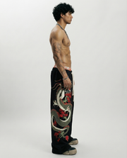 DRAGON | UNISEX BAGGY FIT BLACK ALL SEASON SWEATPANTS