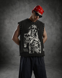 REST IN ECSTASY UNISEX BLACK VEST (BOXYFIT)